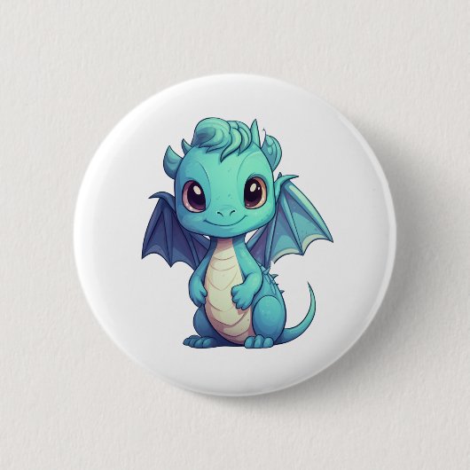 Cartoon Dragon Illustration Button (Vorderseite)