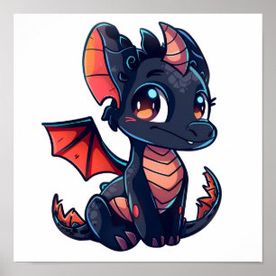 Cartoon Dragon Illustration Poster