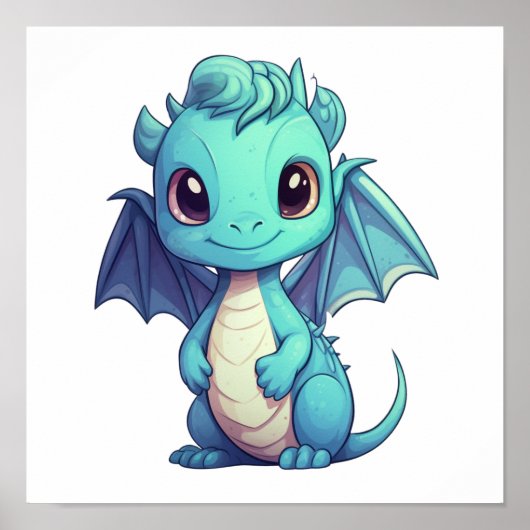 Cartoon Dragon Illustration Poster (Vorne)