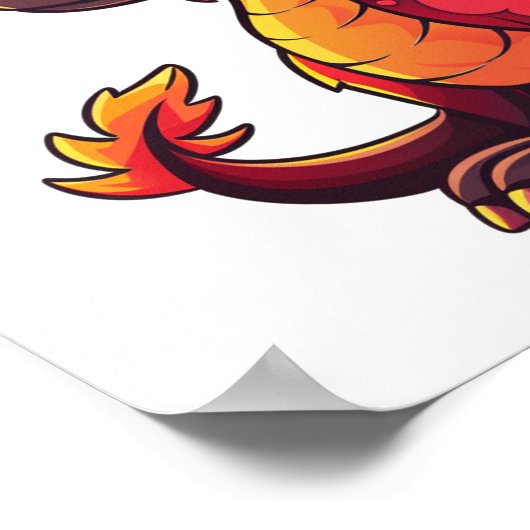 Cartoon Dragon Illustration Poster (Ecke)