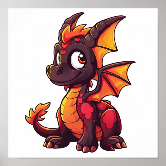 Cartoon Dragon Illustration Poster (Vorne)