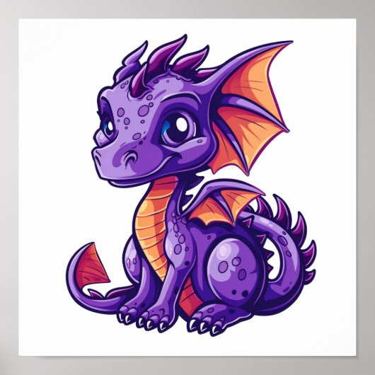 Cartoon Dragon Illustration Poster (Vorne)