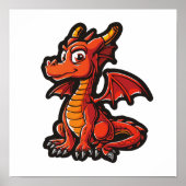 Cartoon Dragon Illustration Poster (Vorne)