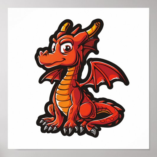Cartoon Dragon Illustration Poster (Vorne)