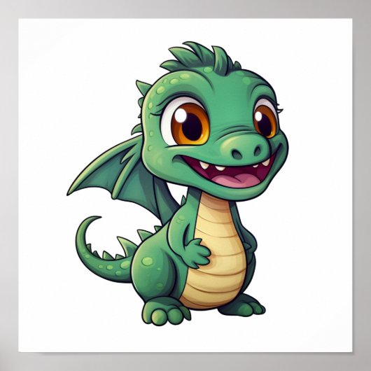 Cartoon Dragon Illustration Poster (Vorne)