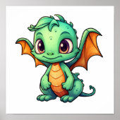 Cartoon Dragon Illustration Poster (Vorne)