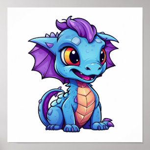 Cartoon Dragon Illustration Poster