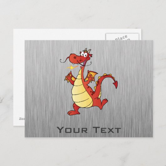 Cartoon Dragon Metallaussehen Postkarte (Vorne/Hinten)