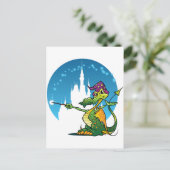 Cartoon Dragon Wizard Postkarte (Stehend Vorderseite)