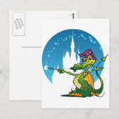 Cartoon Dragon Wizard Postkarte (Vorne/Hinten)