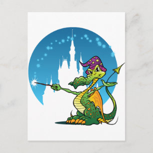 Cartoon Dragon Wizard Postkarte