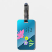 Cartoon Dragonfly mit Blume Gepäckanhänger (Rückseite vertikal)