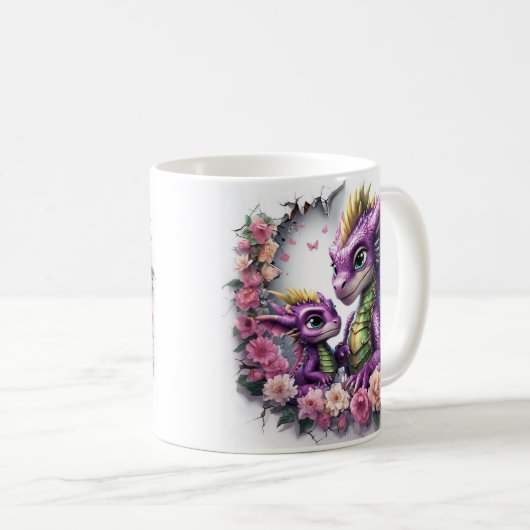 Cartoon Dragons feiern Muttertag Kaffeetasse (VorderseiteRechts)