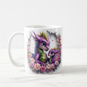Cartoon Dragons feiern Muttertag Kaffeetasse
