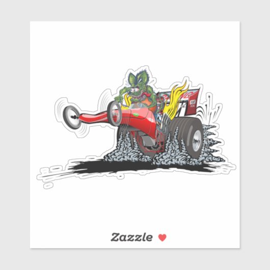Cartoon-Dragster Aufkleber (Blatt)