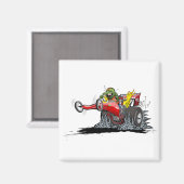 Cartoon Dragster Magnet (Vorderseite/Rückseite)