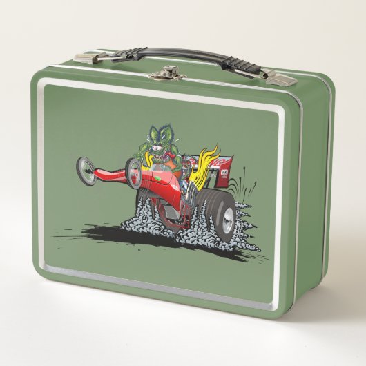 Cartoon-Dragster Metall Brotdose (Vorderseite)