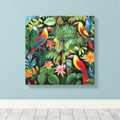 Cartoon drei Vögel im Dschungel Kunst Leinwanddruck (Insitu (Holzboden))