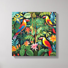 Cartoon drei Vögel im Dschungel Kunst Leinwanddruck