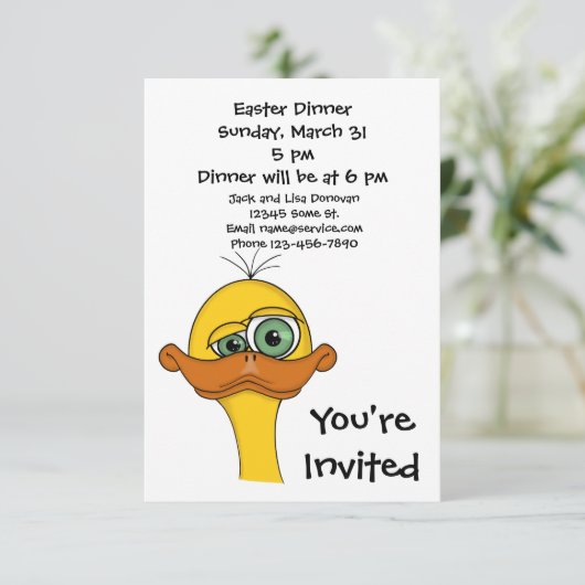 Cartoon Duck Einladung (Stehend Vorderseite)