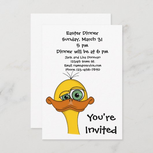 Cartoon Duck Einladung (Vorne/Hinten)