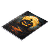 Cartoon dunkelblaue Kürbislaterne im Wald Notizblock (Linke Seite)