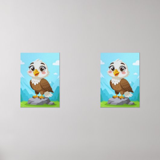 Cartoon Eagle on Rock – Cute Vector Character Bilderwand Sets (Vorderseite)
