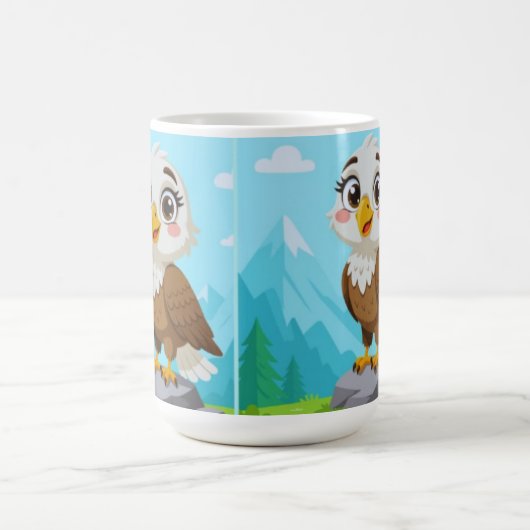 Cartoon Eagle on Rock – Cute Vector Character Kaffeetasse (Mittel)
