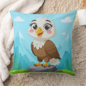 Cartoon Eagle on Rock – Cute Vector Character Kissen (Decke)