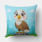 Cartoon Eagle on Rock – Cute Vector Character Kissen (Rückseite)