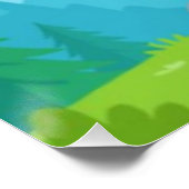 Cartoon Eagle on Rock – Cute Vector Character Poster (Ecke)