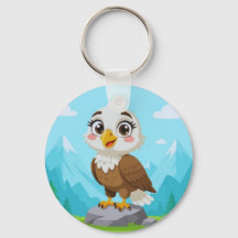 Cartoon Eagle on Rock – Cute Vector Character