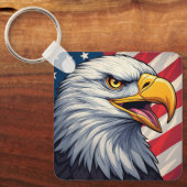 Cartoon Eagle with American Flag Patriotic Design Schlüsselanhänger (Vorderseite)