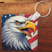 Cartoon Eagle with American Flag Patriotic Design Schlüsselanhänger (Rückseite)