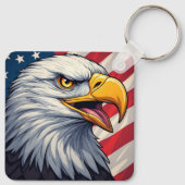 Cartoon Eagle with American Flag Patriotic Design Schlüsselanhänger (Rückseite)
