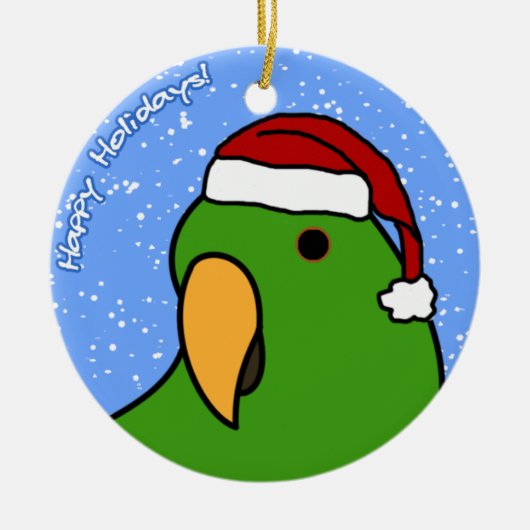 Cartoon Eclectus Weihnachtsverzierung Keramikornament (Vorne)