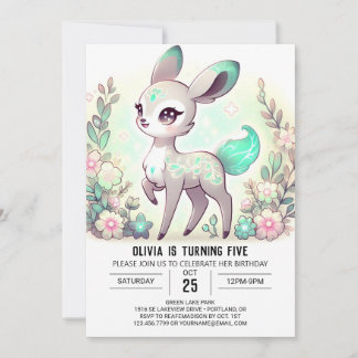 Cartoon Editable Deer Digital Geburtstag Einladung