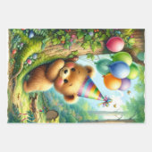 Cartoon Eichhörnchen, Baby Bear und Racoon Geburts Geschenkpapier Set (Vorderseite)