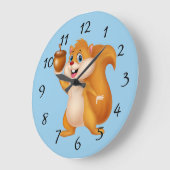 Cartoon Eichhörnchen mit Acorn Große Wanduhr (Winkel)