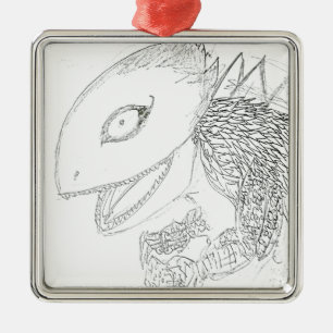 Cartoon-Eidechsenmonster Ornament Aus Metall