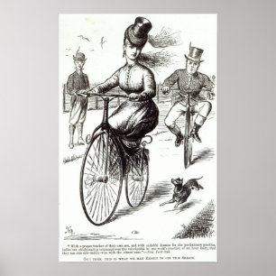 Cartoon einer Dame auf einem Velocipede, 1869 Poster