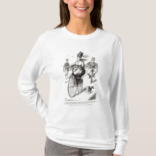 Cartoon einer Dame auf einem Velocipede, 1869 T-Shirt