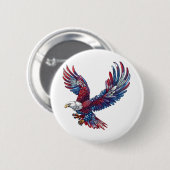 Cartoon eines Adlers, 4. Juli Button (Vorne & Hinten)