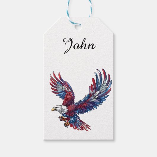 Cartoon eines Adlers, 4. Juli Geschenkanhänger (Vorderseite)