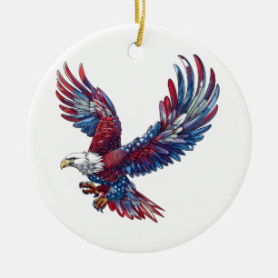 Cartoon eines Adlers, 4. Juli Keramik Ornament
