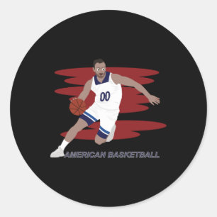 Cartoon eines Basketballspielers Runder Aufkleber