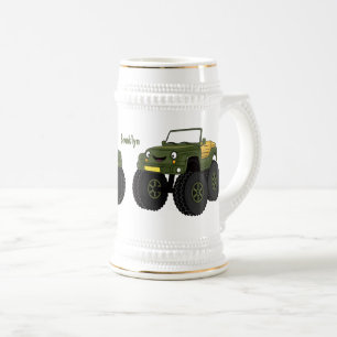 Cartoon eines grünen Monster Bierglas
