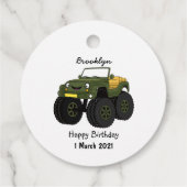 Cartoon eines grünen Monster Geschenkanhänger (Rückseite)