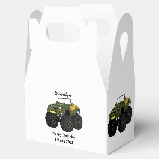 Cartoon eines grünen Monster Geschenkschachtel (Geöffnet)