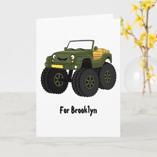 Cartoon eines grünen Monster Karte (Gelbe Blume)